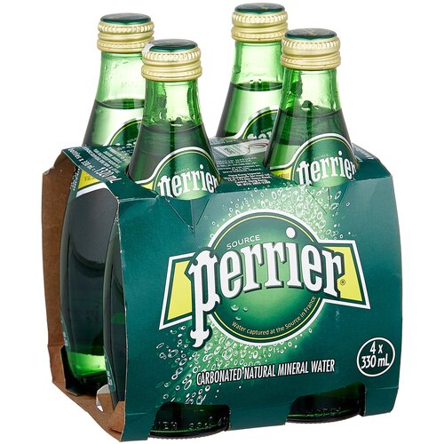 Минеральная вода Perrier газированная, стекло, без вкуса, 24 шт. по 0.33 л