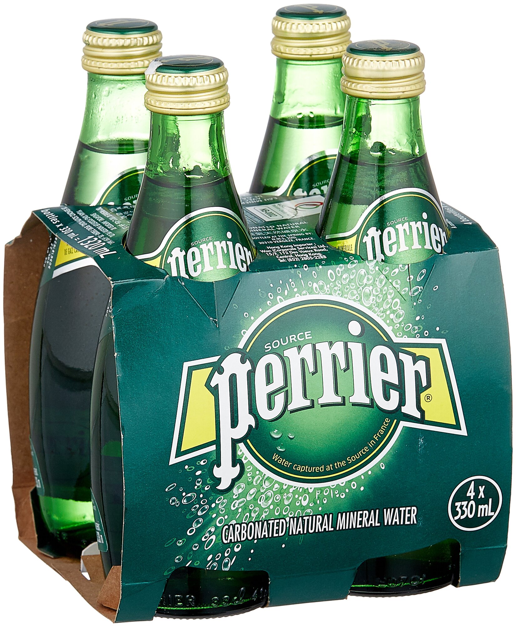 Вода минеральная Perrier стекл.бут.0,33л газ. 4шт/уп - фотография № 1