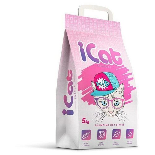 Комкующийся наполнитель iCat комкующийся без запаха, 5л, 1 шт.