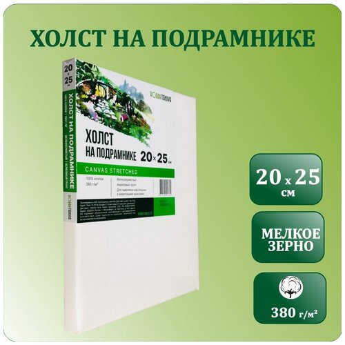 Хлопковый грунтованный холст на подрамнике 20х25 см, Хоббитания, хлопок 380 гр/м2, холст для рисования маслом, акрилом и гуашью