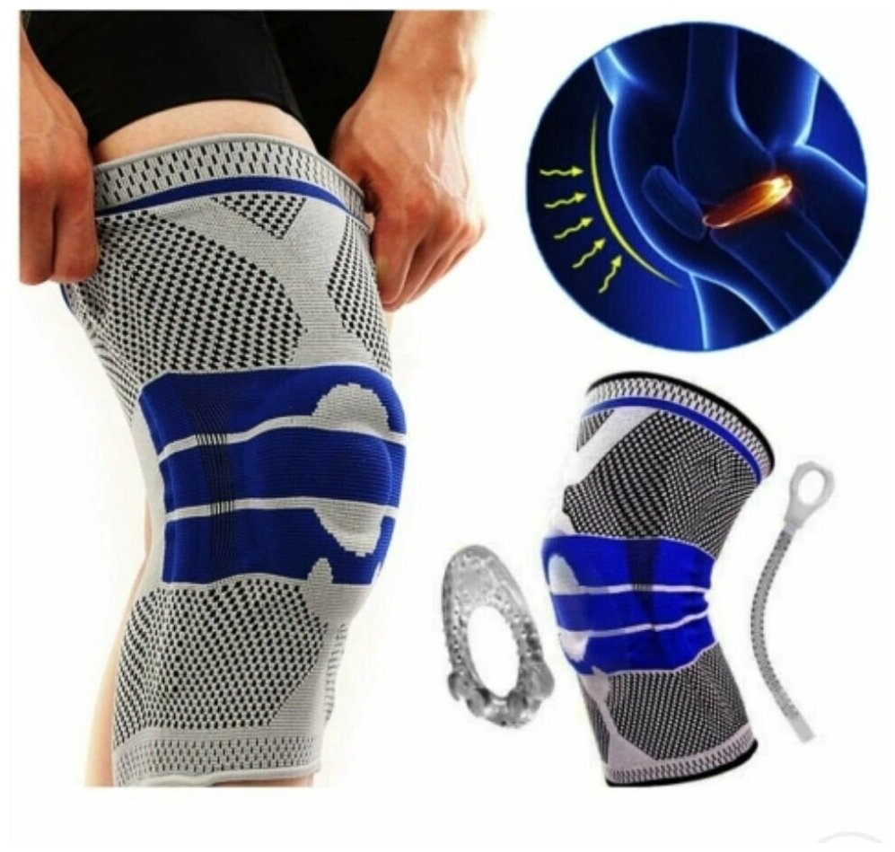 Бандаж для коленного сустава спортивный с гелевым амортизатором/для волейбола/танцев универсальный размер, компрессионный. Ортез эластичный. Loloki