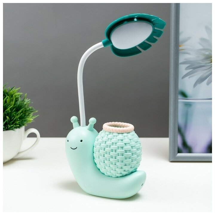 фото Настольная лампа "Улитка" LED 2 Вт USB АКБ микс 5х10,5х28 см