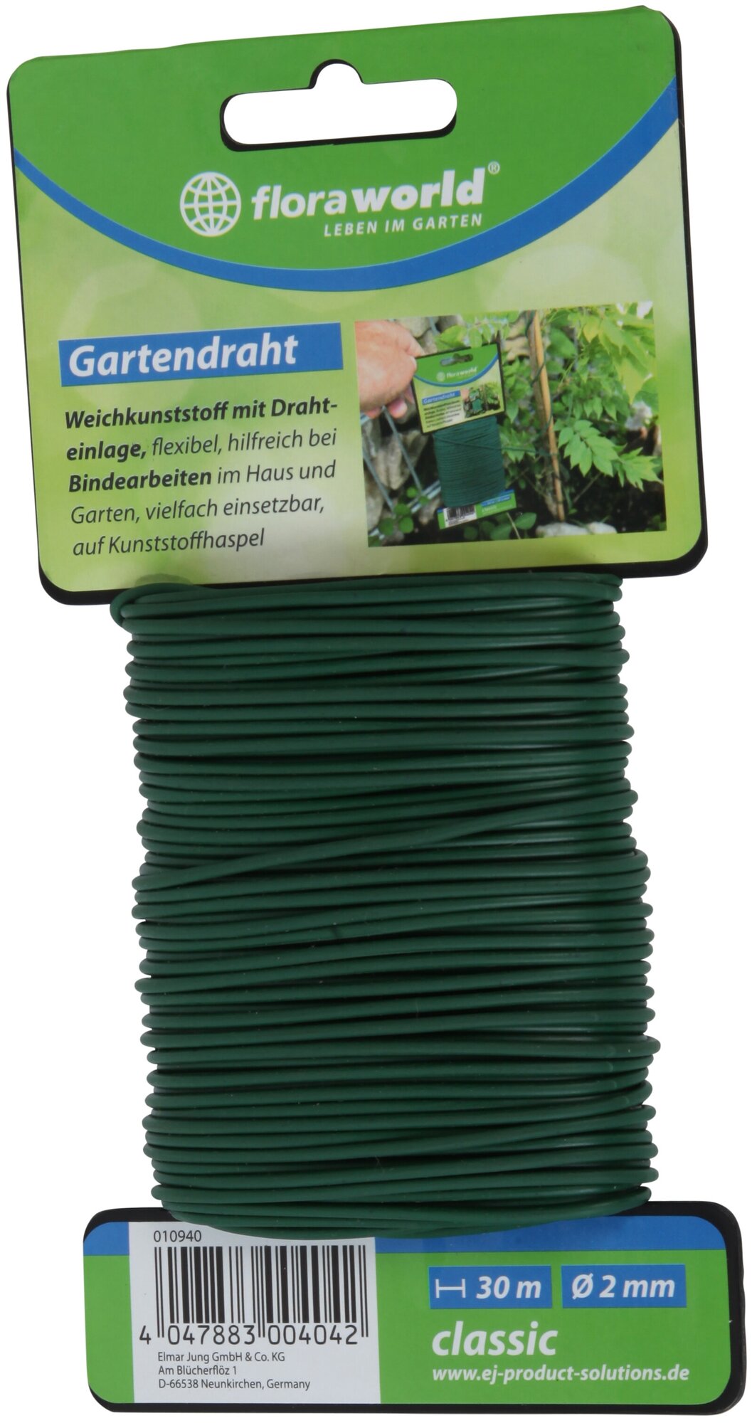 Проволока для подвязки растений floraworld в пластиковой оплетке зеленая длина 30 м диаметр 2 мм