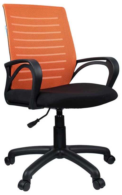 Кресло оператора Helmi HL-M16 "Vivid", спинка ткань-сетка оранжевая/сиденье ткань черная
