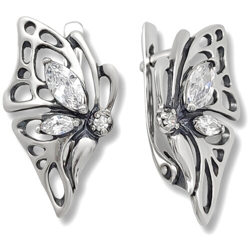 Серьги серебряные женские, серебро 925 пробы, ювелирное украшение Пэрис, необычные, модные, вечерние сережки с камнем, минимализм. Юмила