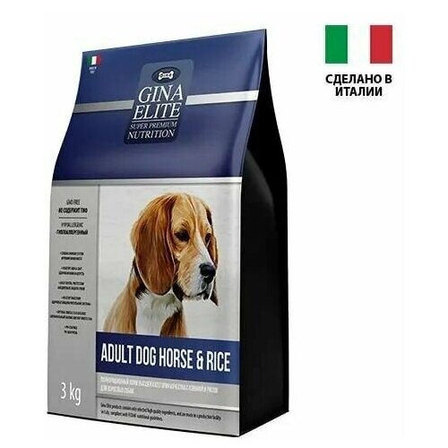Полнорационный корм Gina Dog Horse & Rice для взрослых собак (конина и рис) 3 кг