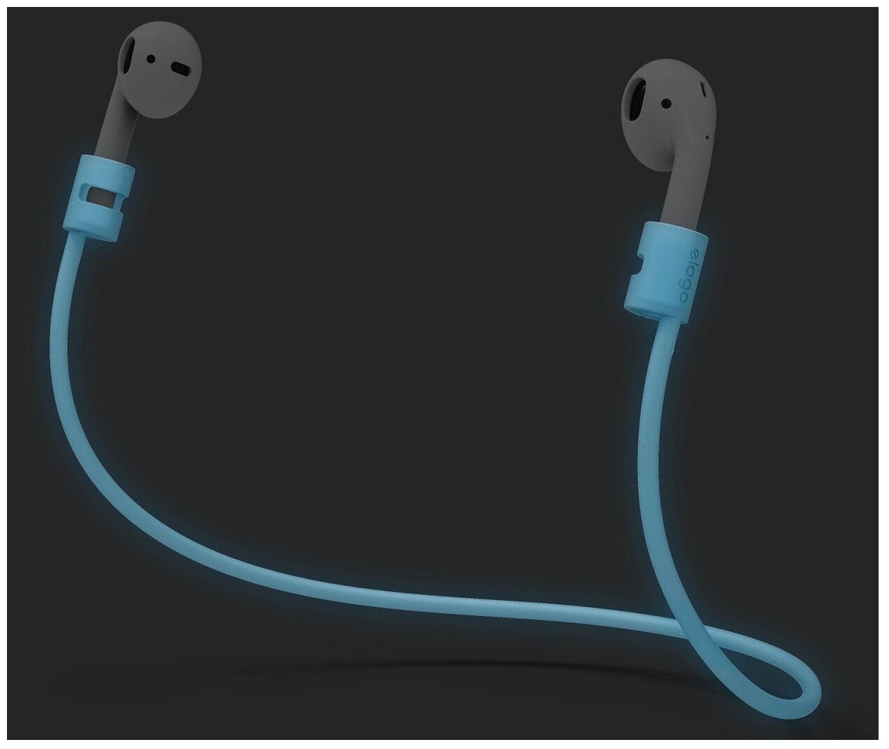 Ремешок Elago AirPods Strap для AirPods, цвет Белый с синим свечением в темноте (Nightglow blue) (ESTR-AP-LUBL)