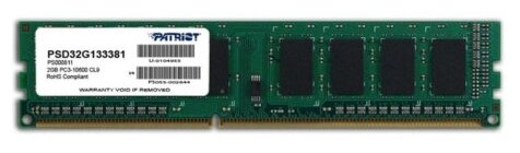 Оперативная память Patriot Memory 2 ГБ DDR3 1333 МГц DIMM CL9 PSD32G133381