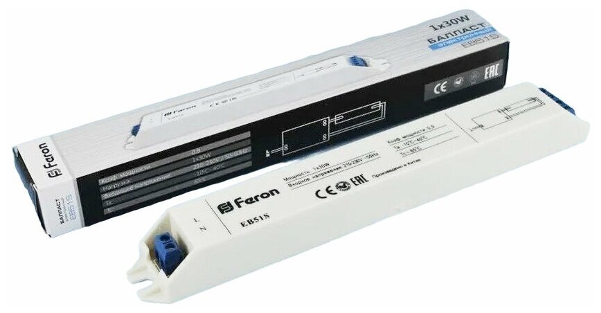 Feron EB51S Аппарат пускорегулирующий электронный, 1 30W T8/G13 230V, 21520 1 шт. - фотография № 1