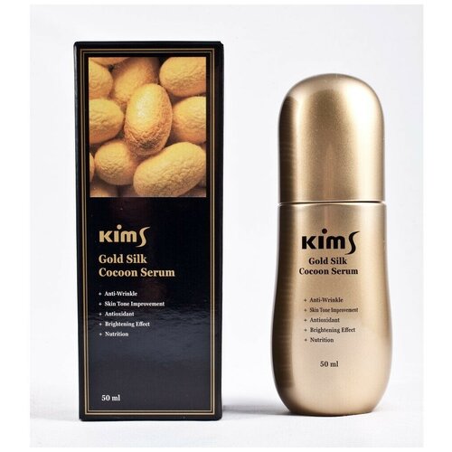 Kims Gold Silk Cocoon Serum Сыворотка антивозрастная для лица с протеинами кокона шелкопряда, 50 мл