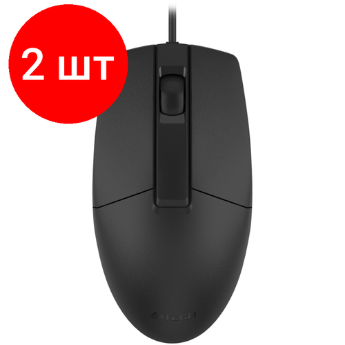 Комплект 2 штук Мышь компьютерная A4Tech OP-330 BLACK оптическая 1200dpi3but 220700₽