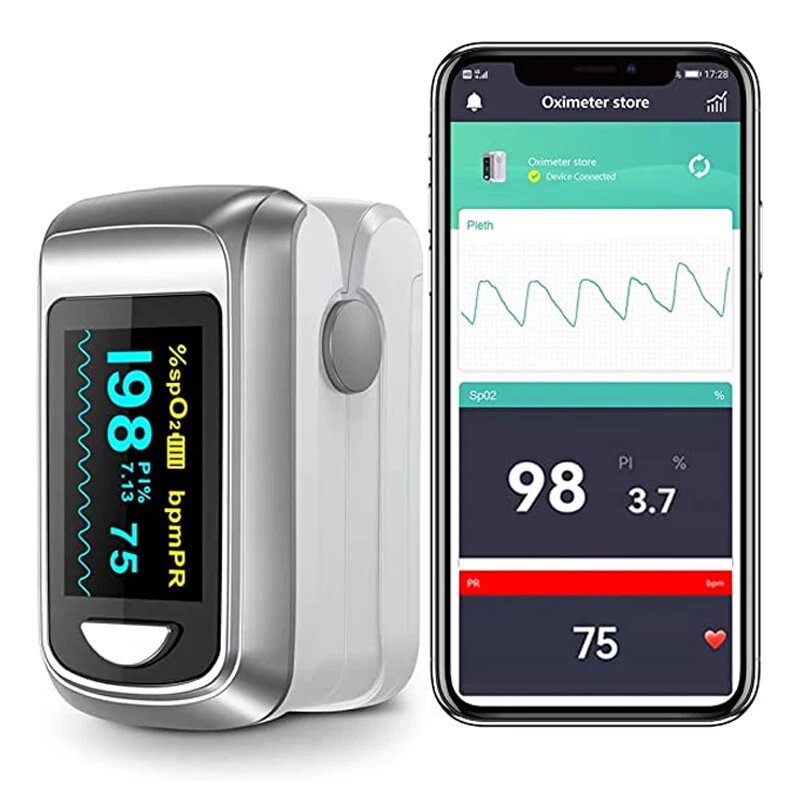 HealthTree Пульсоксиметр для взрослых и детей Gray OLED Bluetooth