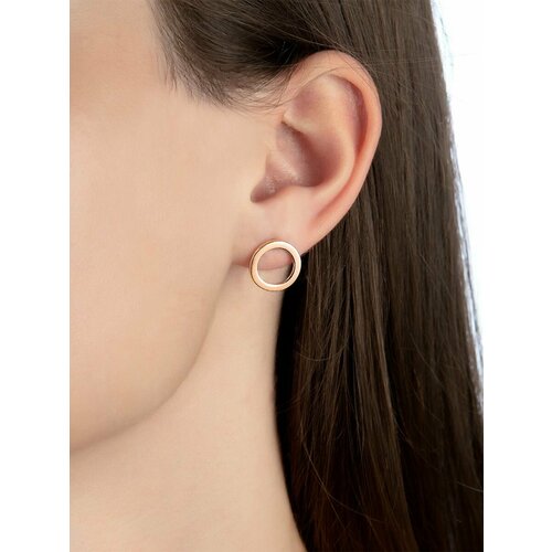 Серьги пусеты Argentum серебро 925 проба золочение фианит размер 10 мм длина 15 см золотистый 1850₽