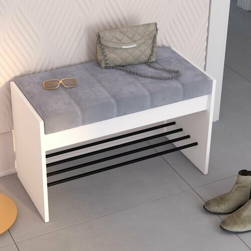 Обувница для прихожей белая с сиденьем, 60см