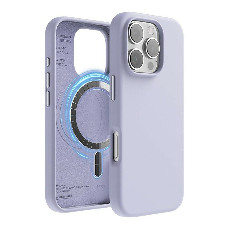 Elago силиконовый чехол для iPhone 16 Pro, Soft silicone (Liquid) Purple (MagSafe)