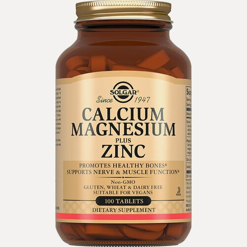 Изображение товара Таблетки Солгар Calcium Magnesium Zinc, БАД, укрепление нервной системы, 100 штук