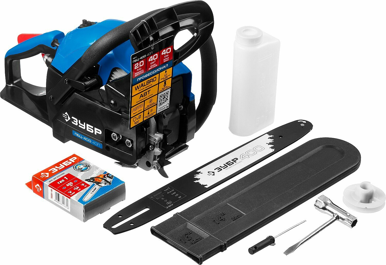 ЗУБР 40 см3, 40 см, бензопила, серия "Профессионал" (ПБЦ-400 40П) — фото 1