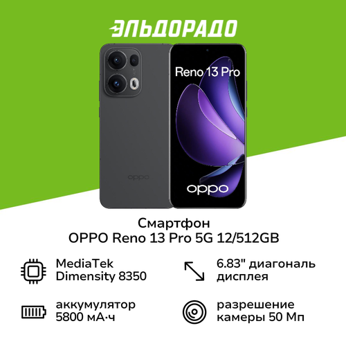 Смартфон OPPO Reno 13 Pro 5G 12512GB Серый 69999₽