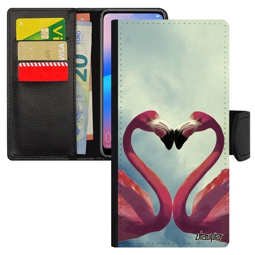 фото Чехол-книжка на телефон samsung galaxy a50, "фламинго" любовь сердце utaupia