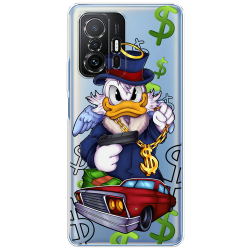 Силиконовый чехол на Xiaomi Mi 11T / Сяоми Ми 11T Scrooge McDuck with a Gold Chain, прозрачный