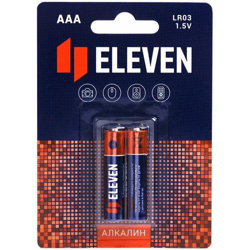 Батарейка Eleven AAA (LR03) алкалиновая, BC2, 24 штук, 301744 батарейка eleven aaa lr03 алкалиновая bc2