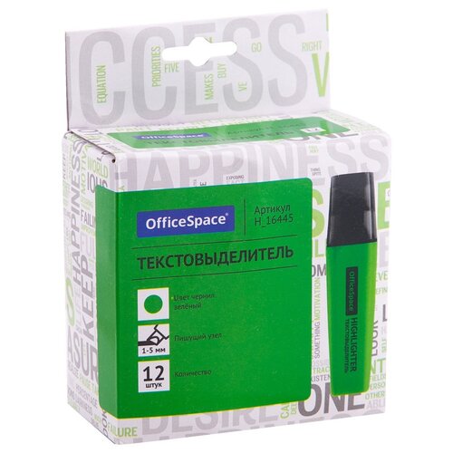 OfficeSpace Набор текстовыделителей (H_16445) зеленый, 12 шт., зелeный, 1 шт. текстовыделители 12 шт
