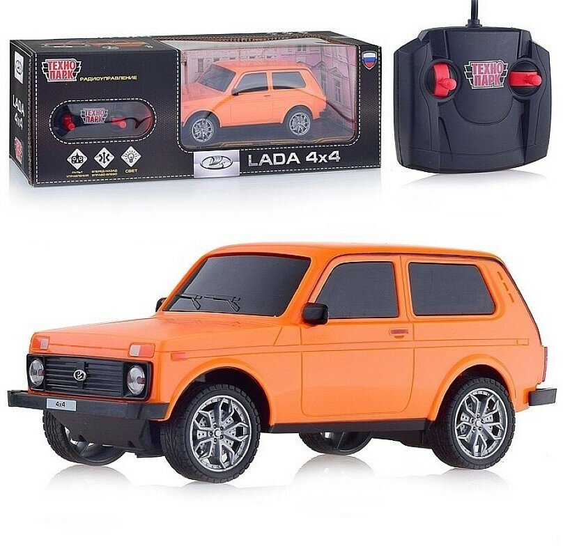 Машина на Радиоуправлении Технопарк LADA 4x4 18 свет фар оранжевый LADA4X4 в коробке
