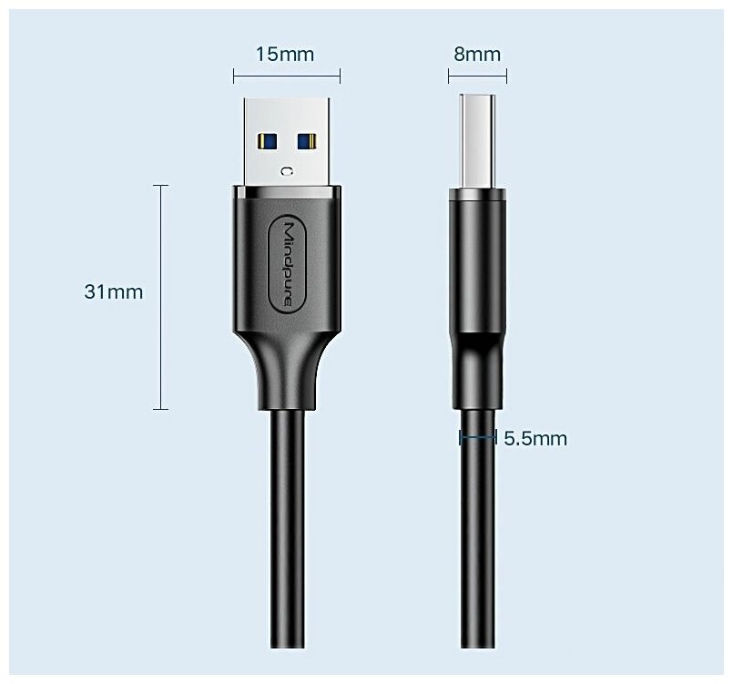 Кабель Mindpure USB AM - USB AM 30 US101