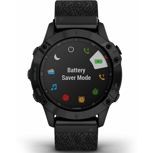 Часы Garmin Fenix 6 Sapphire DLC с плетеным черным нейлоновым ремешком 8900000₽