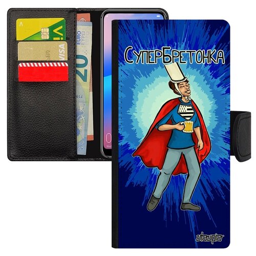 фото Чехол книжка на мобильный galaxy a10, "супербретонка" шутка рисунок utaupia