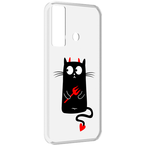 Чехол MyPads Кот демон для Tecno Camon 17 задняя-панель-накладка-бампер