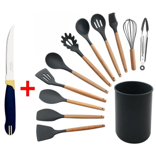 Набор кухонных принадлежностей из 12 штук, графит + нож кухонный