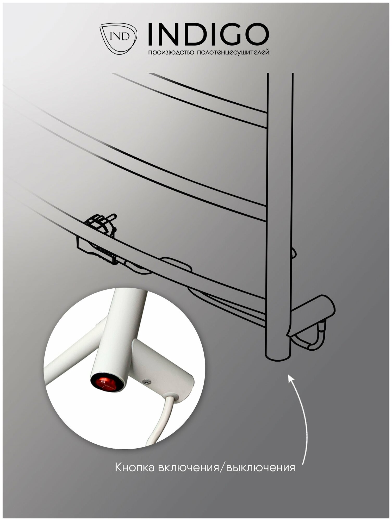 полотенцесушитель электрический INDIGO Arc 600х400мм 60Вт белый матовый - фото №13