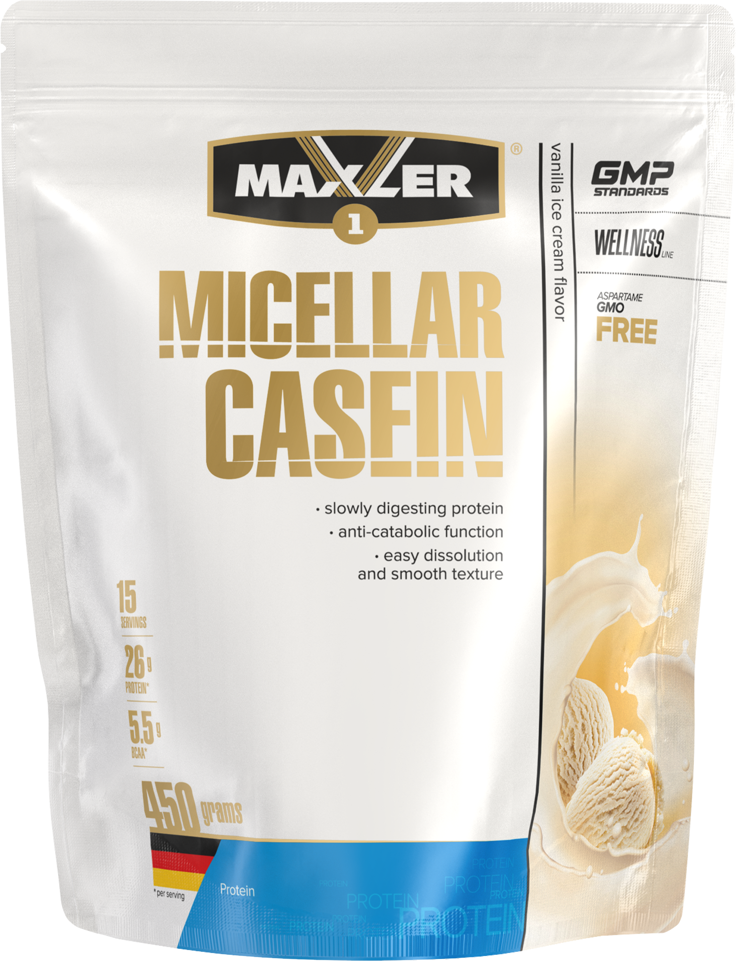 Казеиновый протеин MAXLER Micellar Casein 450 г, Ванильное мороженое