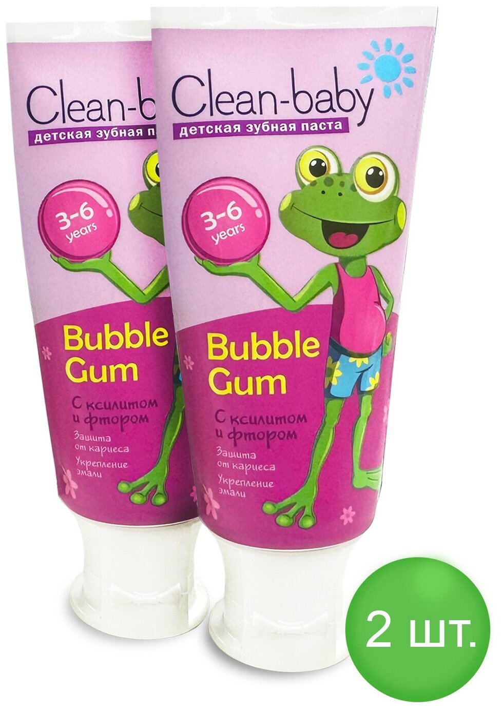 фото Набор Clean-baby детская зубная паста, 3-6 лет 50 мл Жевательная резинка 2 шт.