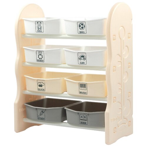 Стеллаж для игрушек с ящиками Edu-Play 4 полки бежевый