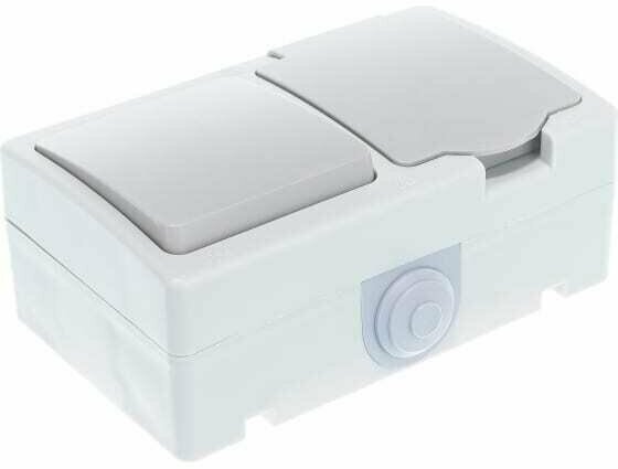 фото Блок горизонтальный выключатель+розетка с/з, з/ш, с крышкой