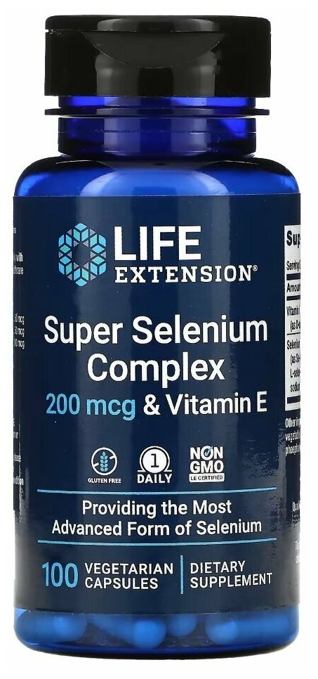 Life Extension Super Selenium Complex 200 mcg & Vitamin E (Cелен и Вит. Е) 100 капсул (Life Extension)