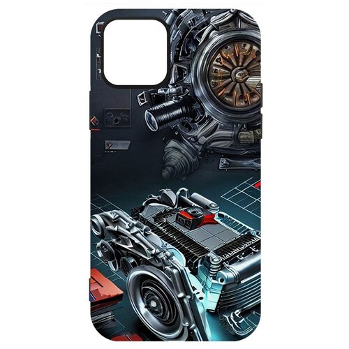 Чехол-накладка Krutoff Soft Case Моторы для iPhone 12 Pro Max черный чехол накладка krutoff soft case моторы для iphone 11 pro max черный