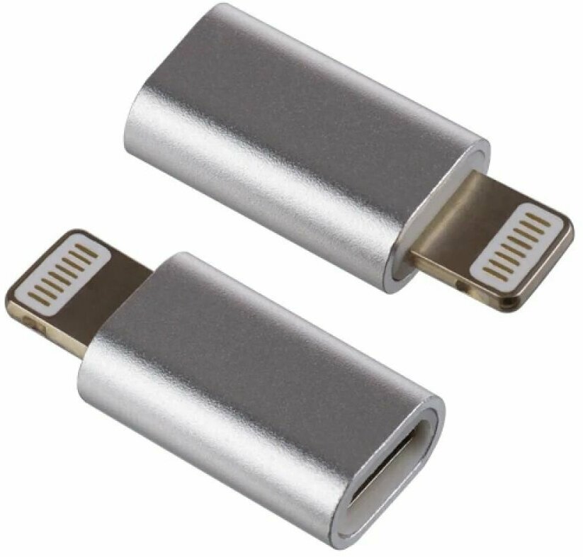 Переходник для Apple iPhone 8 PIN (Lightning)-micro-USB, серебро (I4313)