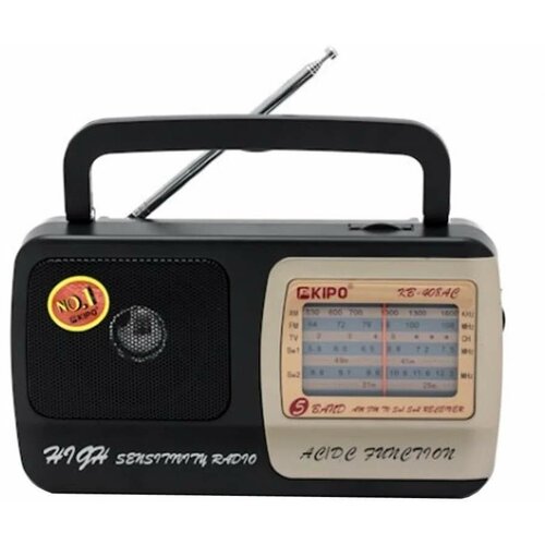 Радиоприемник KIPO KB-408AC с телескопической антенной переносной работает от сети 220 В или батареек FM AM SW1 SW2 TV 95500₽