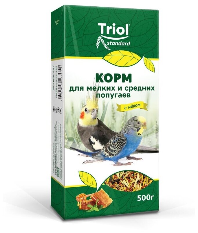 Корм для птиц Triol Standard с медом для мелких и средних попугаев 500г - фото №1