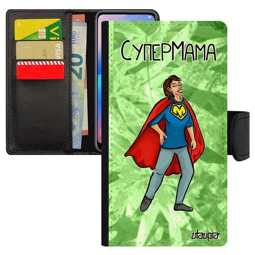 фото Чехол-книжка на мобильный xiaomi redmi note 6 pro, "супермама" комикс шутка utaupia