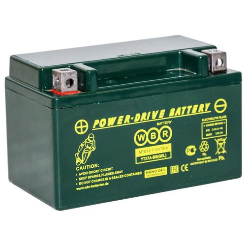 фото Аккумулятор gel стартерный герметичный wbr mtg 12-7 | ytx7a- bs (12v / 7 ah / 150х86х94 мм / ток 90 а) прямая полярность (+