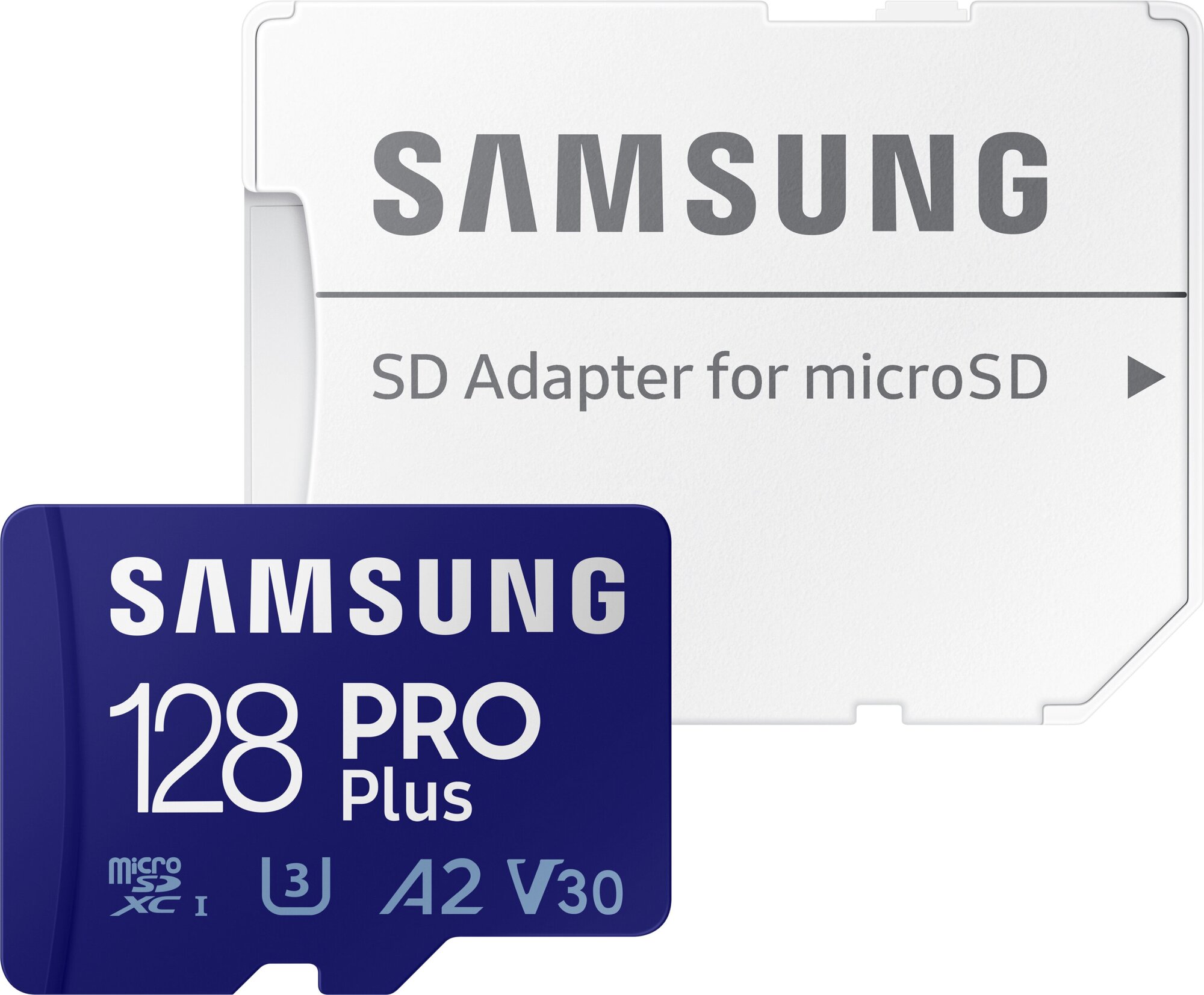 Карта памяти Samsung microSDXC 128GB PRO Plus microSDXC Class 10 UHS-I, U3 + SD адаптер запись/чтение 130МБ/с / 180 МБ/с MB-MD128SA/AM