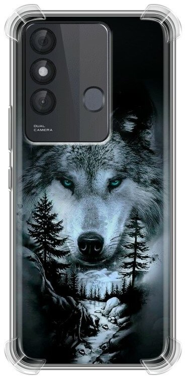Дизайнерский силиконовый с усиленными углами чехол для Ител Визион 3 Плюс / Itel Vision 3 Plus Лесной волк