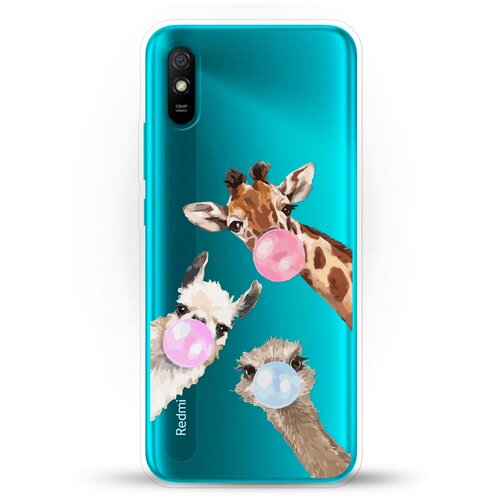 фото Силиконовый чехол лама, жираф и страус на xiaomi redmi 9a andy & paul