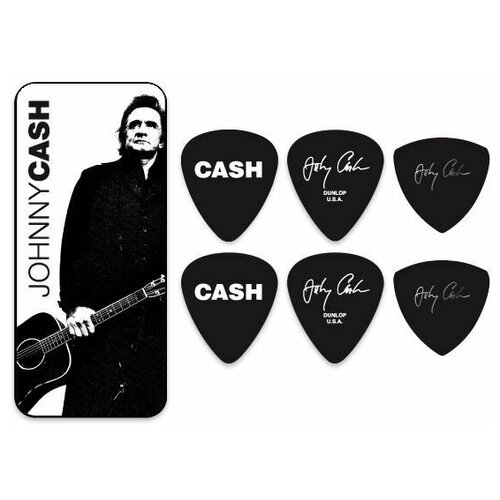 медиаторы carlos santana 6шт средние в коробочке dunlop JCPT02H Johnny Cash Legend Медиаторы 6шт, толстые, в коробочке, Dunlop