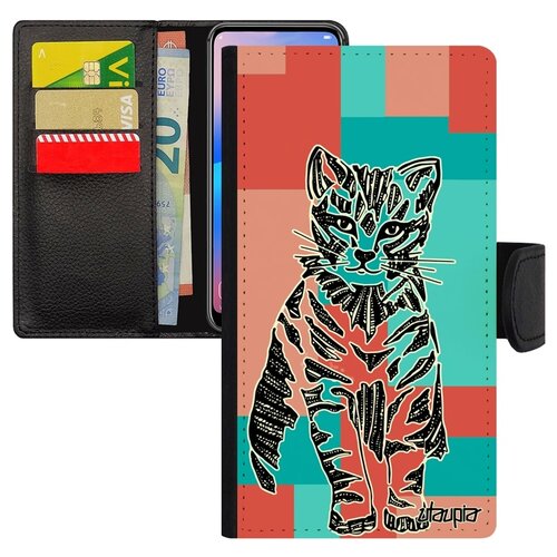 фото Чехол книжка на мобильный iphone 7 plus, "кот" тигристый маленький utaupia