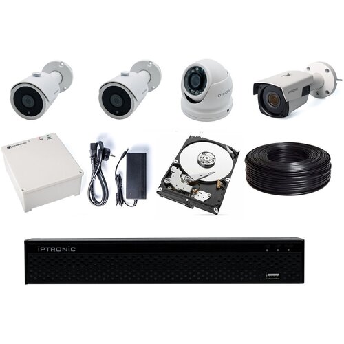 Комплект видеонаблюдения AHD IPTRONIC дача/коттедж 1Tb Bullet-Dome Kit 2-2 ИБП